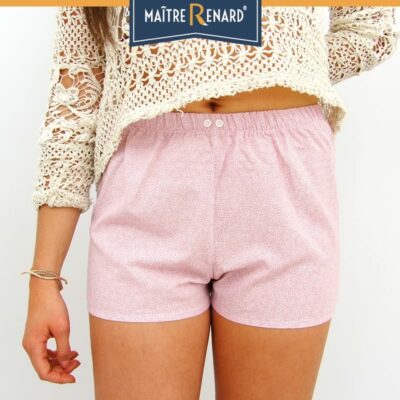 Caleçon femme classique mini liberty rose short femme voile de coton Caleçon femme classique mini liberty rose short femme voile de coton
