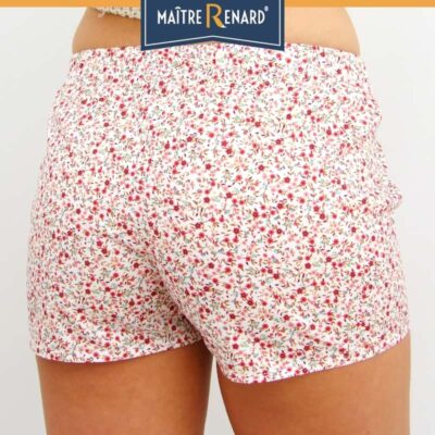 Caleçon femme short femme liberty rouge popeline de coton