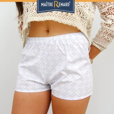 Caleçon femme motifs chats bleus short femme popeline de coton Caleçon femme motifs chats bleus short femme popeline de coton