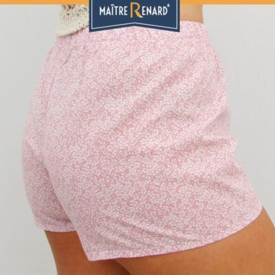 Caleçon femme short femme fleurs roses vintage 100% voile de coton