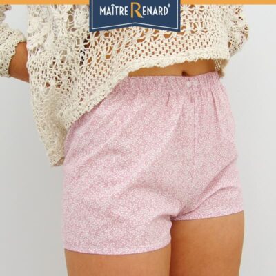 Caleçon femme short femme fleurs roses vintage 100% voile de coton Caleçon femme short femme fleurs roses vintage 100% voile de coton
