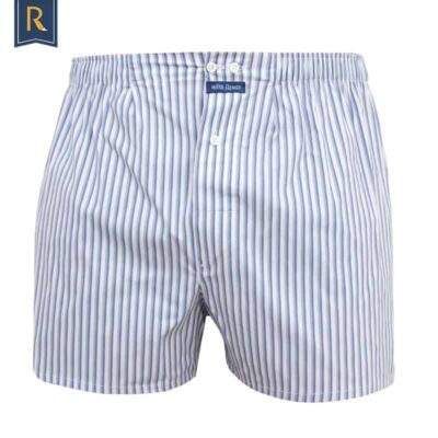 Caleçon homme classique coupe française rayé bleu blanc popeline coton Caleçon homme coupe française classique coupe française rayé bleu blanc popeline coton