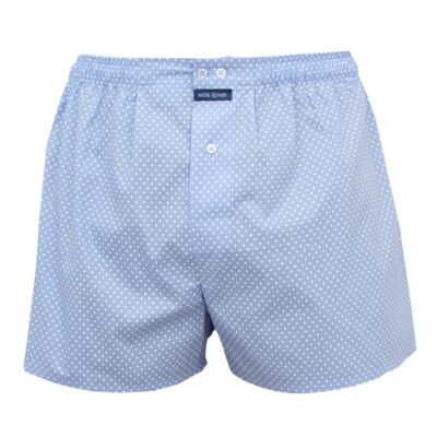 calecon-homme-pois-blanc-fond-bleu-calecon-coupe-francaise-classique-2 Caleçon homme coupe française pois blancs sur fond bleu popeline 100% coton