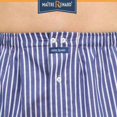 Caleçon homme coupe française rayé jeans rose ciel100% popeline de coton
