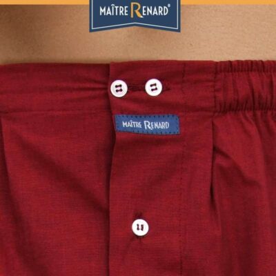 Caleçon homme coupe française classique uni rouge profond 100% fils à fils coton