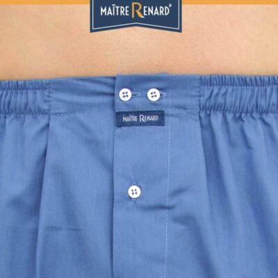 Caleçon homme coupe française classique bleu jeans uni 100% popeline de coton