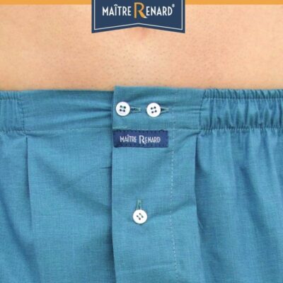 Caleçon homme coupe française classique bleu turquoise uni 100% fils à fils coton