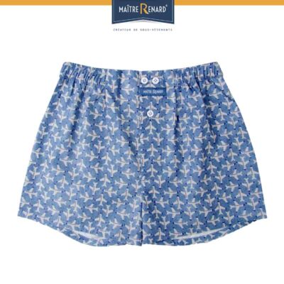 calecons-enfant-motifs-avions-de-ligne-coupe-rancaise-popeline-de-coton caleçon enfant classique 100% coton popeline, coupe française, motifs avions de ligne