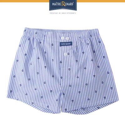 calecons-enfant-raye-bleu-blanc-motifs-ancres-marine-coupe-rancaise-popeline-de-coton caleçon enfant classique 100% coton popeline, coupe française, motifs ancres marine rayé bleu blanc