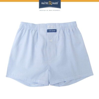 calecons-enfant-vichy-bleu-coupe-rancaise-popeline-de-coton caleçon enfant classique 100% coton, coupe française, vichy bleu