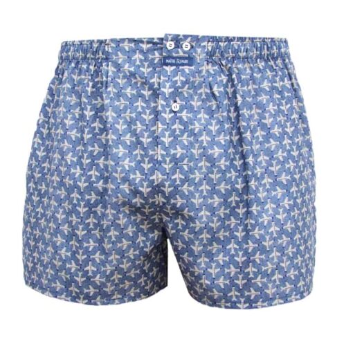 Caleçon homme coupe française classique fantaisie motifs avions de lignes 100% popeline de coton