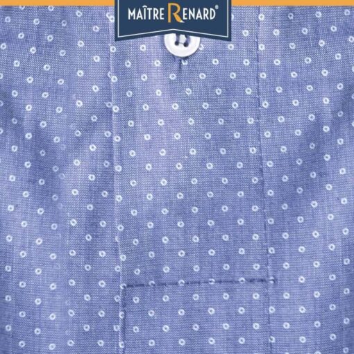 Caleçon homme coupe française classique motifs pois fond bleu 100% coton