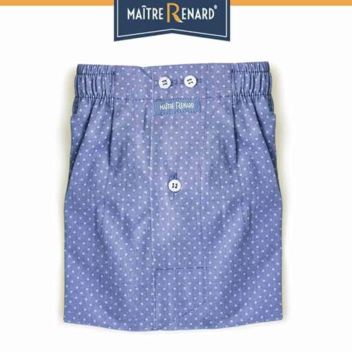 Caleçon homme classique coupe française motifs pois fond bleu 100% coton