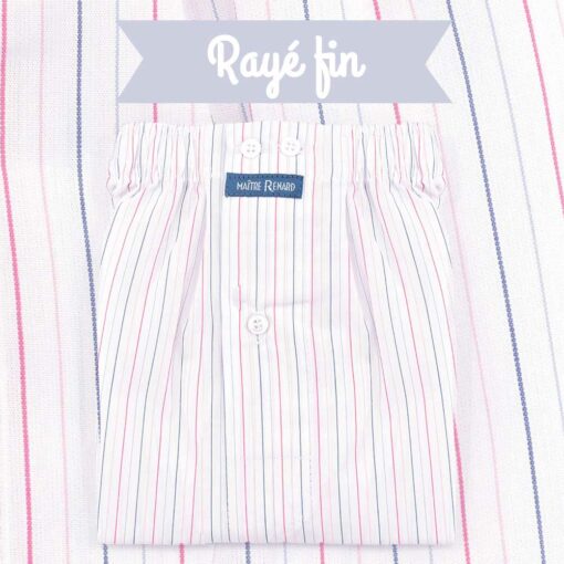 Caleçon homme classique coupe française rayé fin multicolore