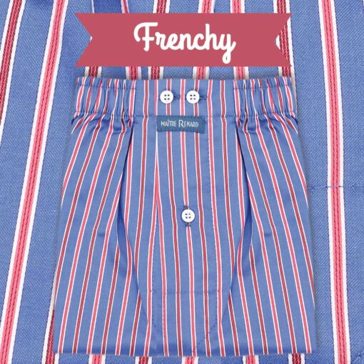 Caleçon homme classique coupe française rayé rouge et bleu
