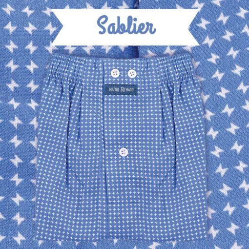 Caleçon homme classique coupe française motif sabliers fond bleu jeans