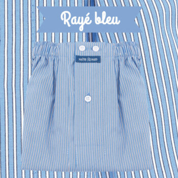 Caleçon homme classique coupe française 100% coton "Rayé bleu"