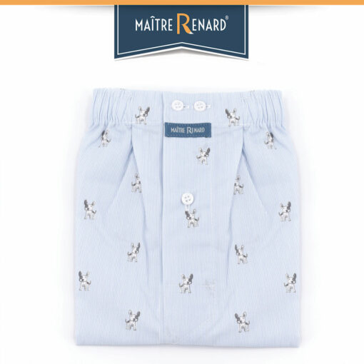 Caleçon homme classique coupe française 100% coton popeline motifs chiens bulldog