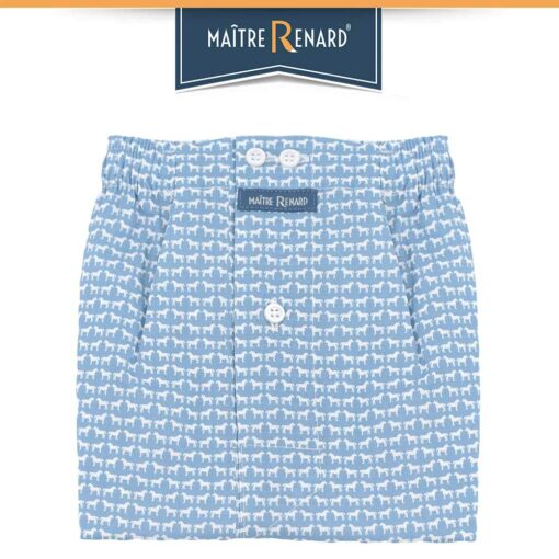 Caleçon homme classique coupe française 100% coton popeline motif chevaux