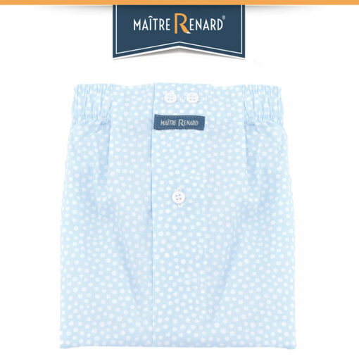Caleçon homme classique coupe française 100% coton popeline motifs pois ciel