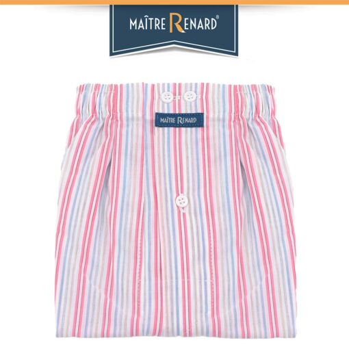 Caleçon homme classique coupe française 100% coton popeline rayé rose candy