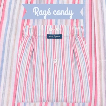Caleçon homme classique coupe française 100% coton "Rayé candy"