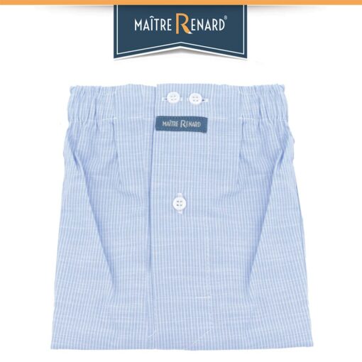Caleçon homme classique coupe française 100% coton popeline rayé bleu et blanc bleu jeans clair