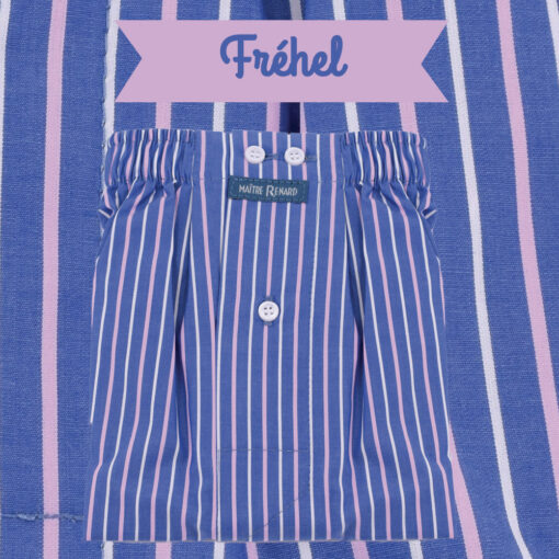 Caleçons homme classique coupe française rayé bleu 100% Coton rayé rose et bleu popeline