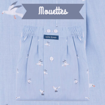 Caleçon homme classique coupe française 100% coton "Mouettes"