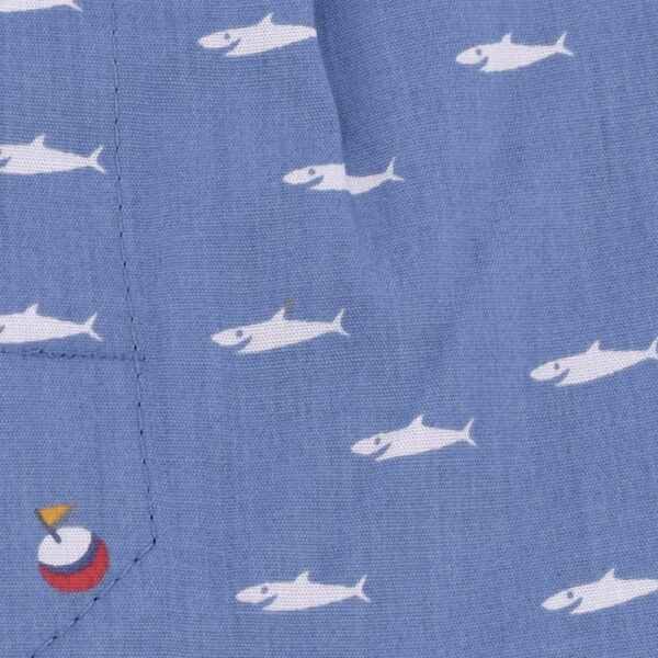 Caleçons homme classique coupe française rayé bleu 100% Coton motifs requins popeline