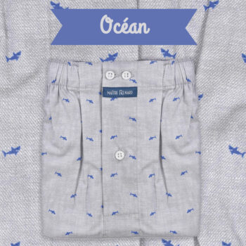 Caleçon homme classique coupe française 100% coton "Océan"