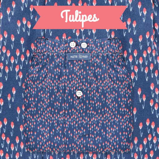 Caleçon homme. fleurs en coton. Caleçon en satin de coton fleuri, maitre renard.
