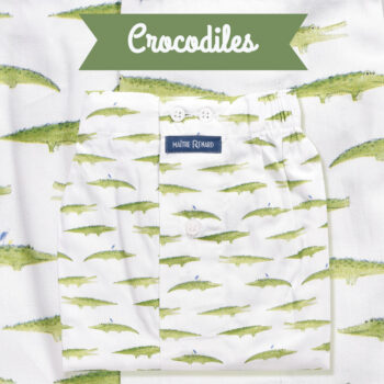 Caleçon homme classique coupe française 100% coton "Crocodiles"