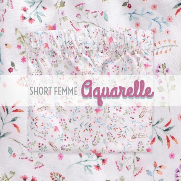 Short femme pyjama aquarelle
