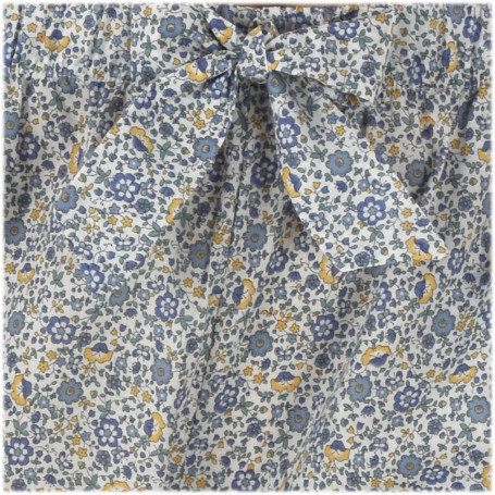 Pyjama femme fleurs bleues en coton