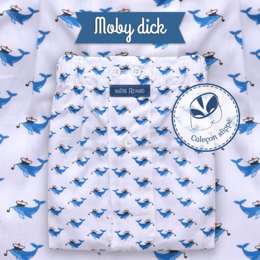 Caleçon homme SLIPPÉ classique coupe française "Moby dick"