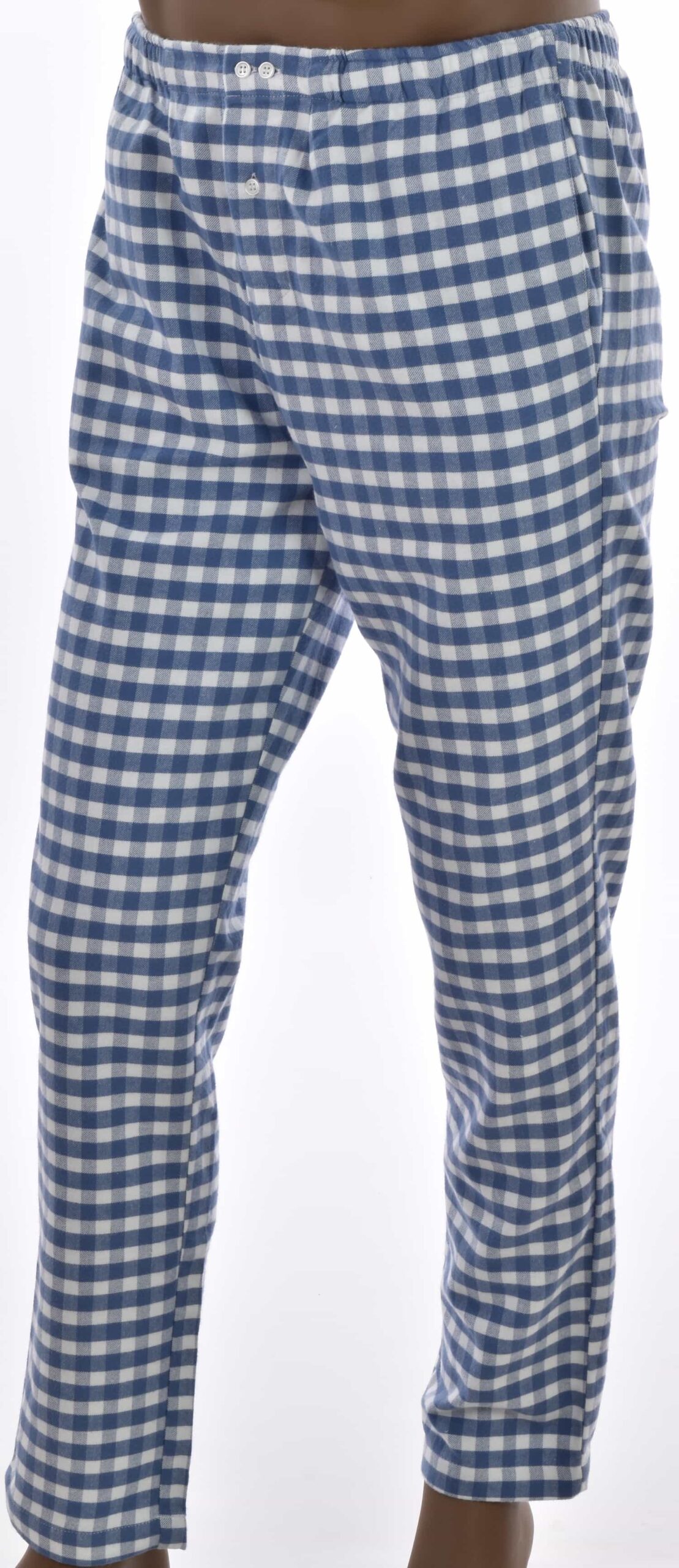 Pantalon d'interieur, bas de pyjama homme en coton Oxford ,carreaux bleu