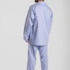 Pyjama homme long deux pièces en oxford de coton uni bleu classique