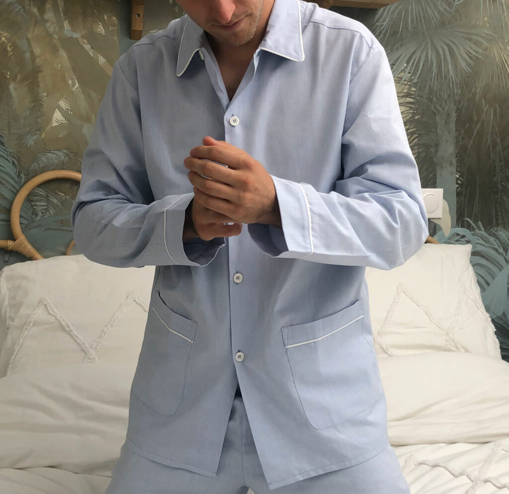 pyjama homme bleu oxford coton
