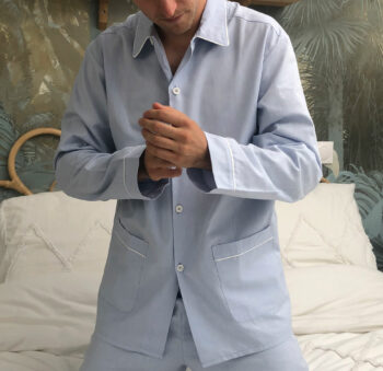 pyjama homme bleu oxford coton