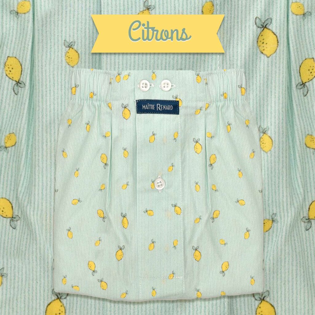 Caleçon homme classique coupe française 100 % coton citrons