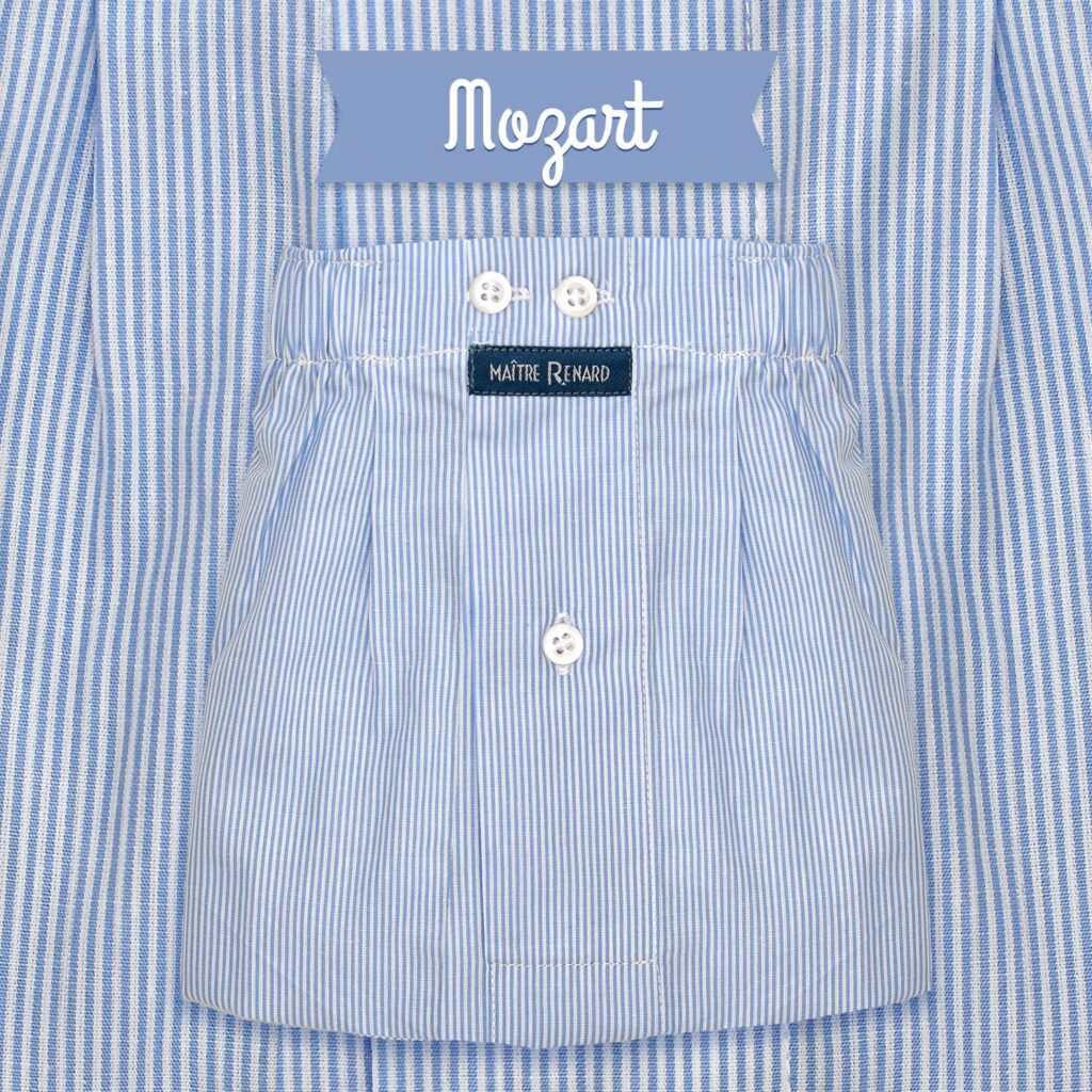 Caleçon homme classique coupe française 100 % rayé bleu et blanc