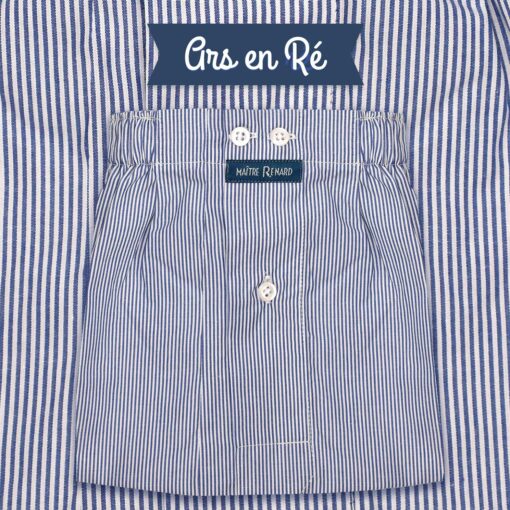 Caleçon homme classique coupe française 100 % rayé bleu et blanc Ars en ré