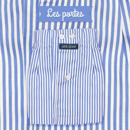 Caleçon homme classique coupe française 100 % rayé bleu et blanc Les portes en Ré