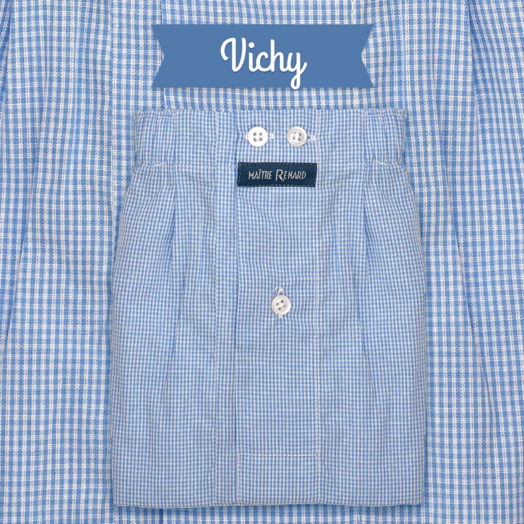 Caleçon homme classique coupe française 100 % coton vichy bleu