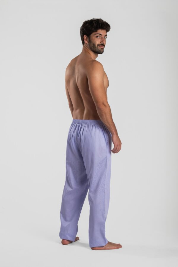 Pantalon de pyjama homme en satin de coton rayure bleu dinard