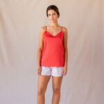 short femme en popeline de coton motifs coquelicots fabrique au portugal
