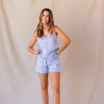 short femme popeline de coton rayures bleu blanche