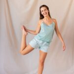 short femme en satin de coton motifs citrons rayures vertes fabrique au portugal 2