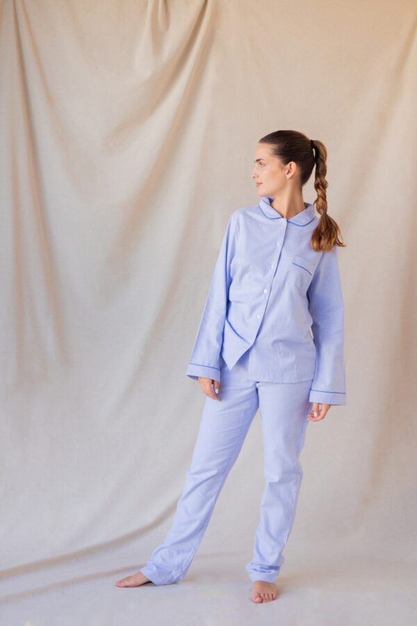 pyjama-femme-coton-flanelle-rayure-bleu